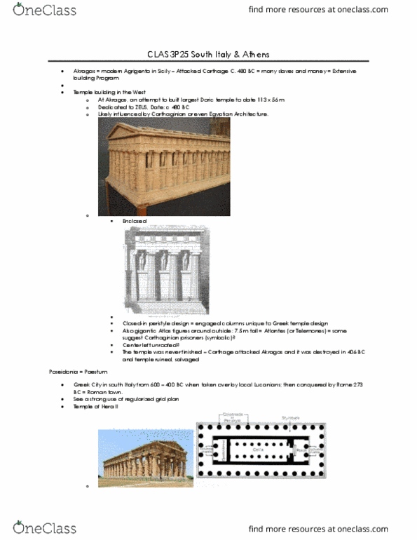 CLAS 3P25 Lecture Notes - Lecture 4: Ancient Greek Temple, Lucani (Ancient People), Grid Plan thumbnail