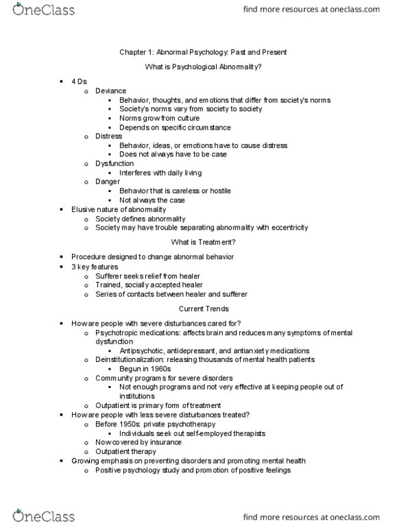 PSYCH 509 Chapter Notes - Chapter 1: Mental Disorder, Nomothetic, Managed Care thumbnail