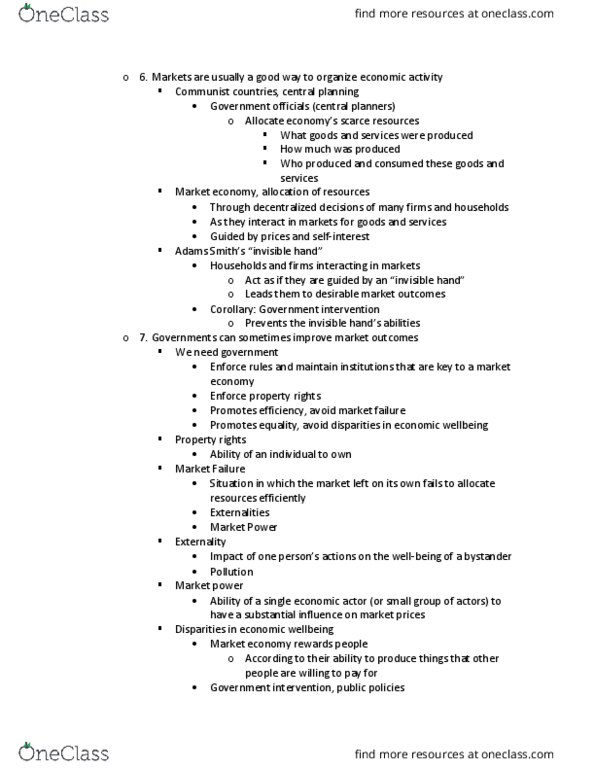 ECON 212 Lecture Notes - Lecture 1: Market Power, Market Failure, Market Economy thumbnail