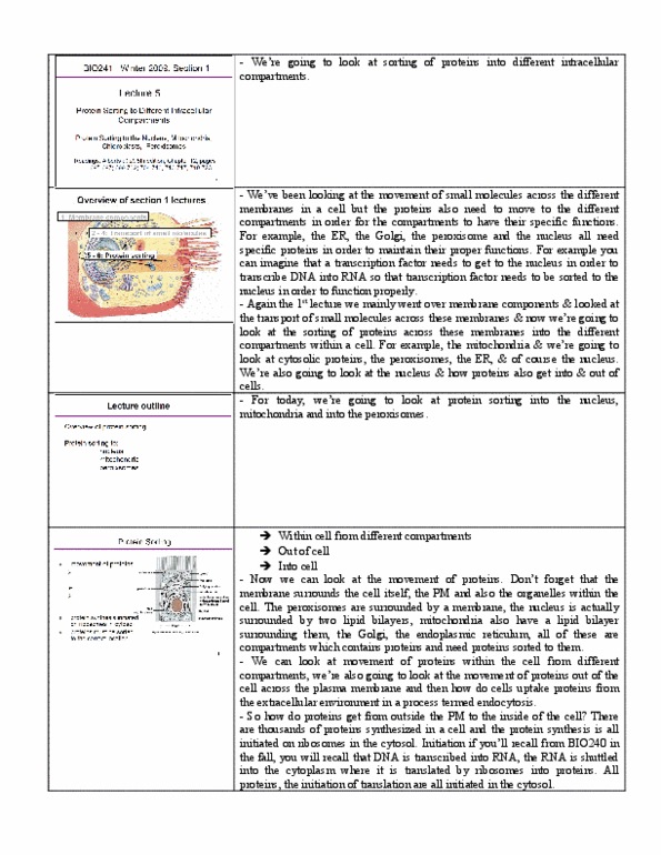 BIO120H1 Lecture Notes - Lysosome, Membrane Transport, Leucine thumbnail