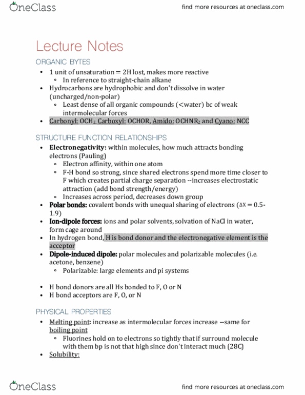 CHEM 222 Lecture Notes - Lecture 2: Electron Affinity, Pi Bond, Hydrogen Bond thumbnail