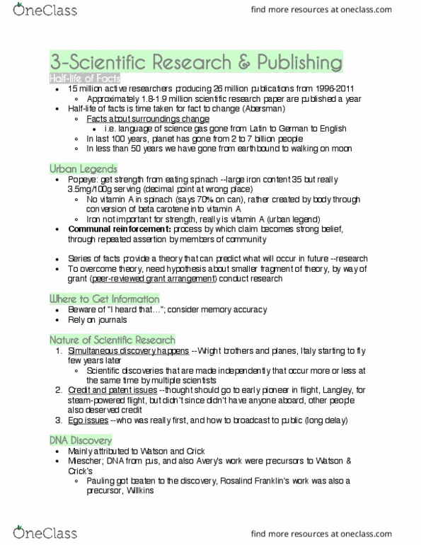 CHEM 181 Lecture Notes - Lecture 3: Communal Reinforcement, Wright Brothers, Spinach thumbnail