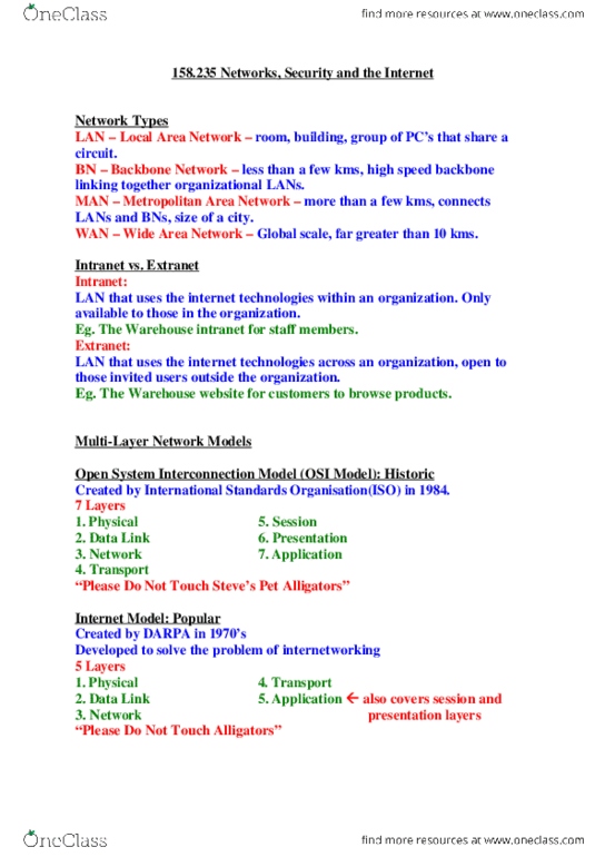 158 .235 Lecture Notes - International Organization For Standardization, Wide Area Network, Local Area Network thumbnail