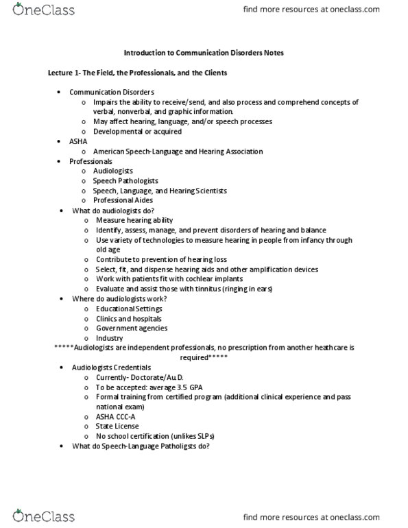 SLHS 11500 Lecture Notes - Lecture 1: Cochlear Implant, Hearing Aid, Tinnitus thumbnail