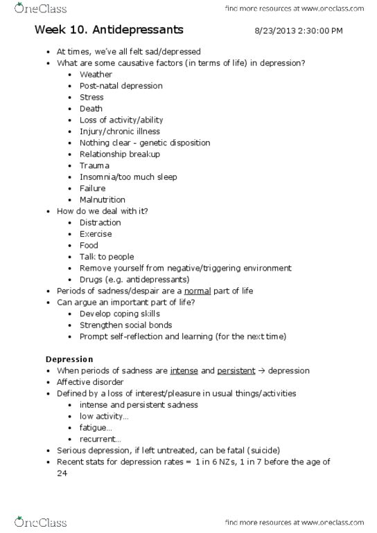 PSYC476 Lecture Notes - Monoamine Oxidase A, Prodrug, Autoreceptor thumbnail