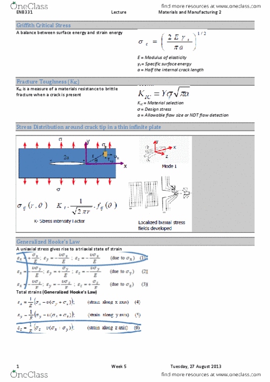 ENB331 Lecture Notes - Lecture 5: Ductility, Manganese, Fracture Mechanics thumbnail