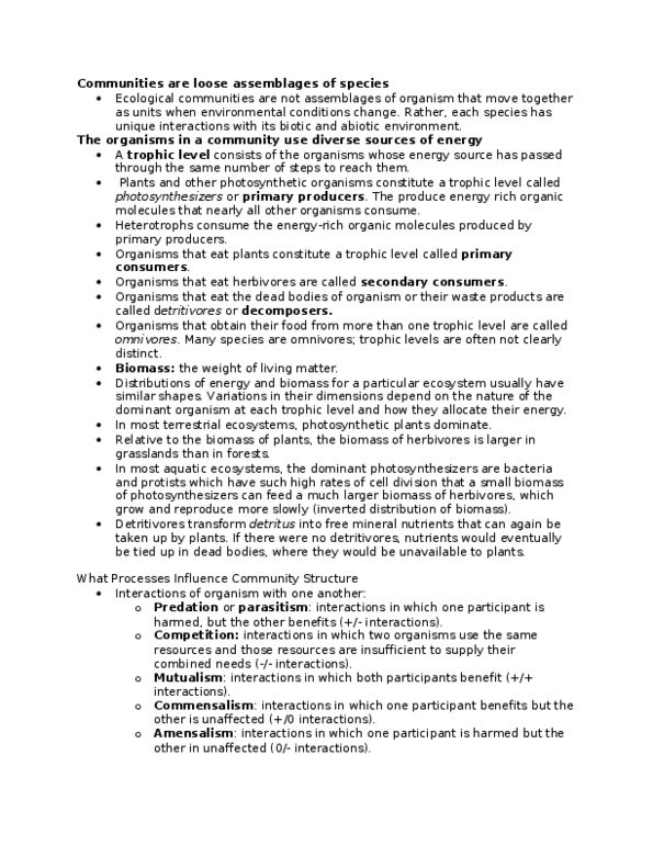 BIOL 373 Lecture Notes - Commensalism, Directional Selection thumbnail