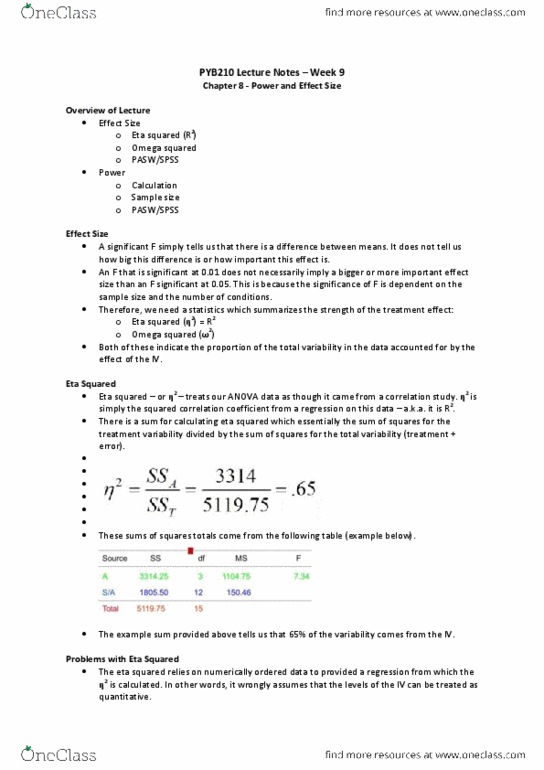PYB210 Lecture Notes - Lecture 9: Sample Size Determination, Negative Number, Analysis Of Variance thumbnail