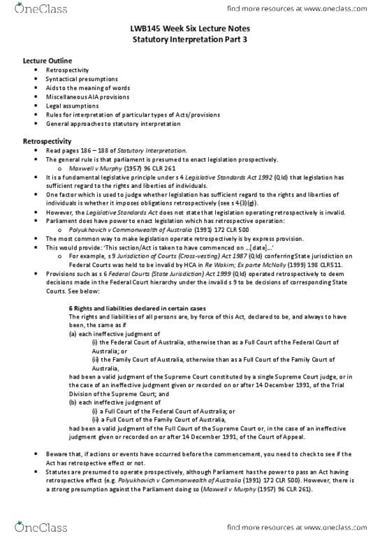 JSB171 Lecture Notes - Lecture 6: Grievous Bodily Harm, Extraterritorial Jurisdiction, Crimes Act 1914 thumbnail