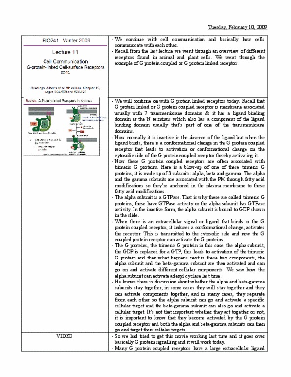 BIO120H1 Lecture Notes - Lecture 11: Cell Membrane, Arrestin, Mechanistic Target Of Rapamycin thumbnail