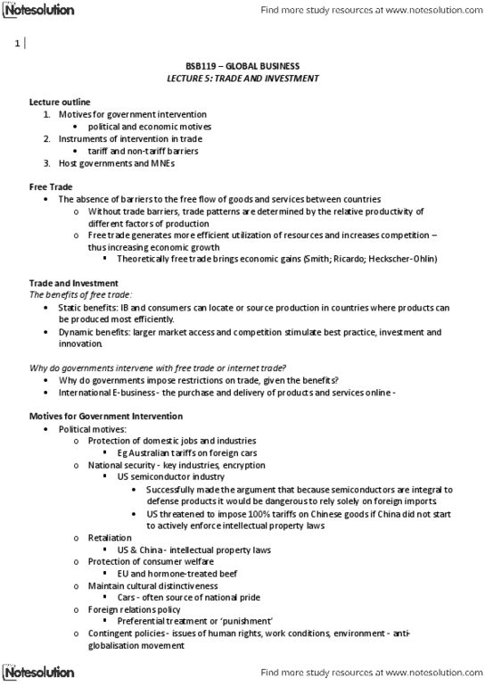 BSB119 Lecture Notes - Infant Industry Argument, Cabotage, Security Token thumbnail