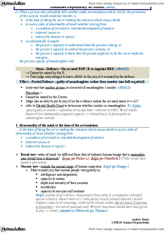 JSB171 Lecture Notes - Lecture 1: Jonathan Parker, Mental Health Court, Encephalitis thumbnail