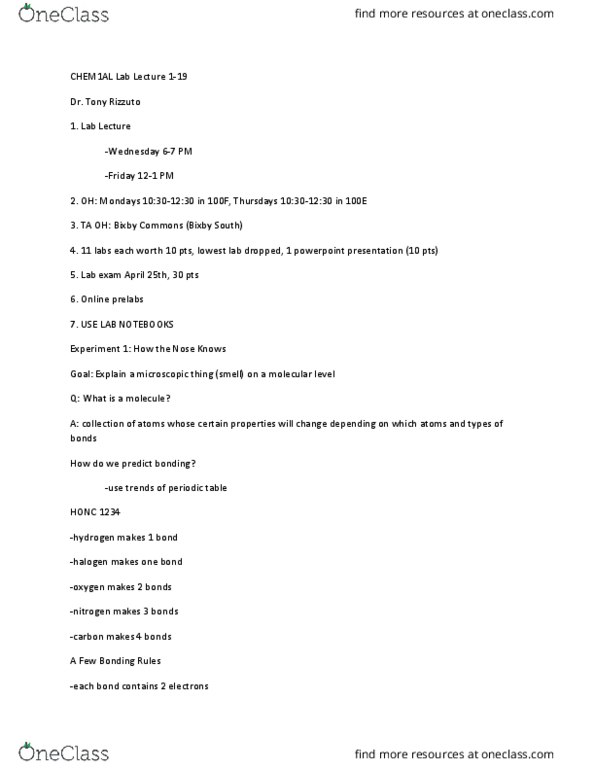 CHEM 1AL Lecture Notes - Lecture 1: Line Notation thumbnail