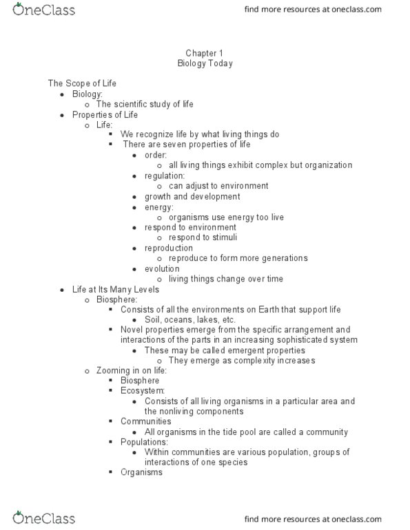 BSC 108 Chapter Notes - Chapter 1: Tide Pool, Emergence, Railways Act 1921 thumbnail