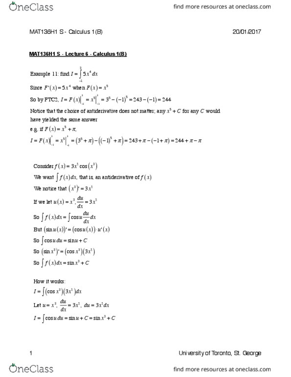 MAT136H1 Lecture Notes - Lecture 6: Antiderivative, Marginal Cost thumbnail