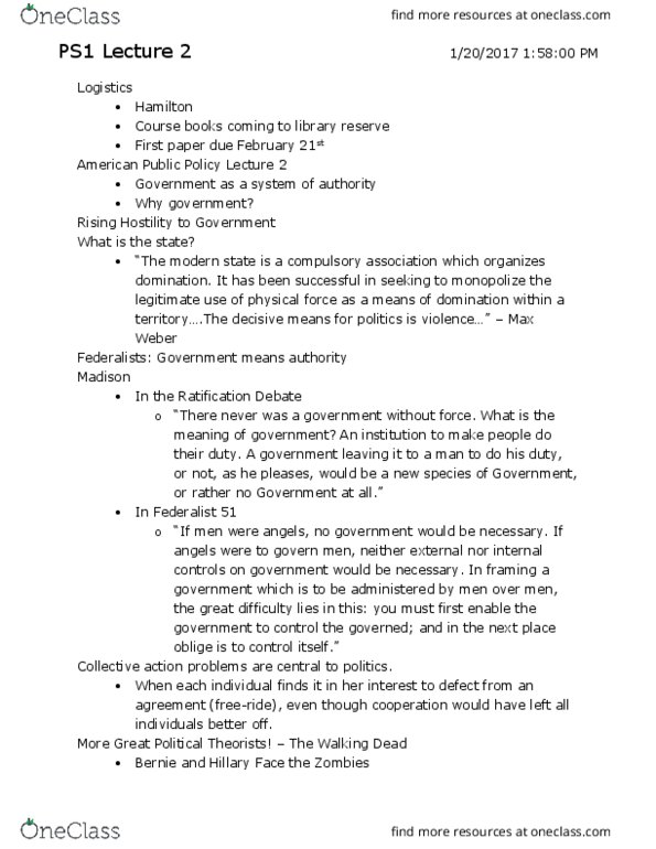 POL SCI 1 Lecture Notes - Lecture 2: Externality, Loss Aversion, Spinach thumbnail