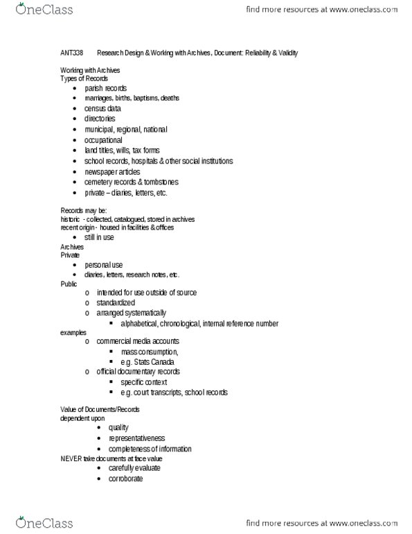 ATS3466 Lecture Notes - Lecture 5: Content Validity, Criterion Validity, Sampling Bias thumbnail