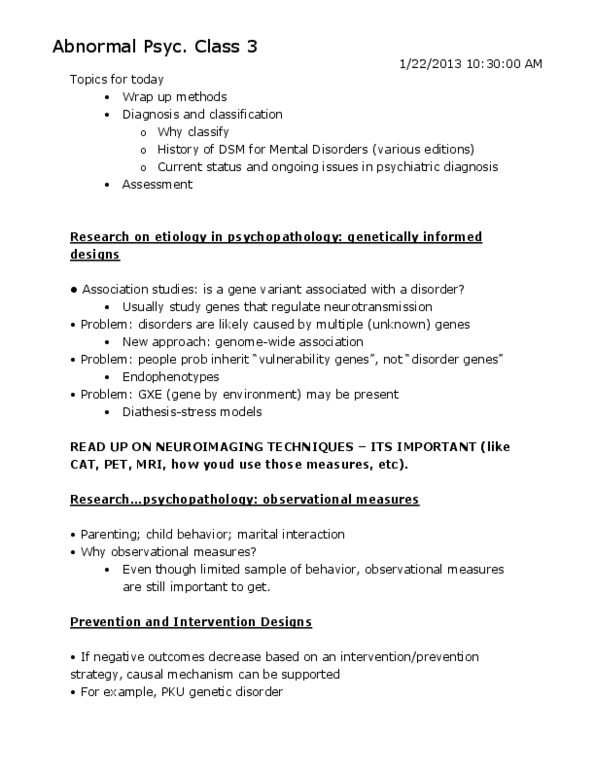 Psychology 2320A/B Lecture Notes - Longitudinal Study, National Comorbidity Survey, Procrustes thumbnail