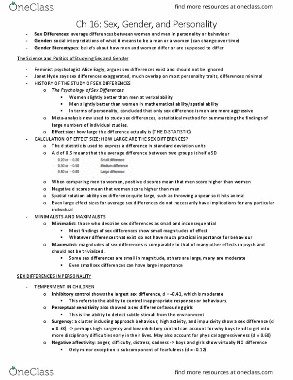 PSYB30H3 Chapter Notes - Chapter 16: Surgency, Inhibitory Control Test, Gender Role thumbnail