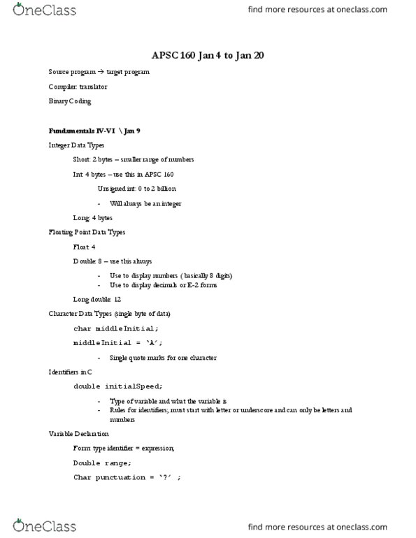 APSC 160 Chapter Notes - Chapter 4-5: Binary Operation, Operand, Modulus Guitars thumbnail