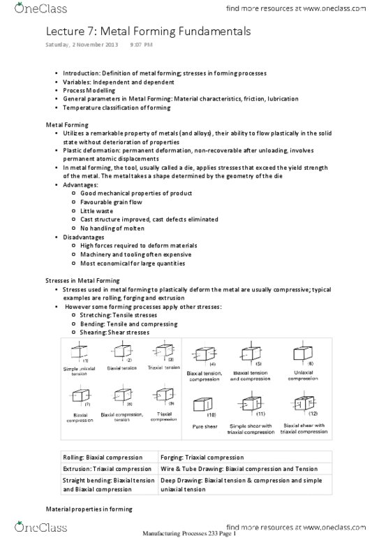 308806 Lecture Notes - Lecture 7: Extrusion, Ductility, Dependent And Independent Variables thumbnail