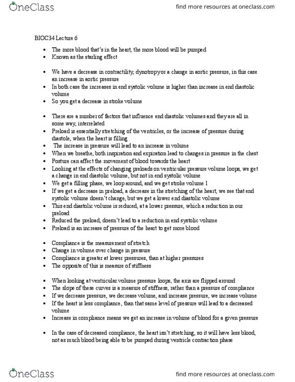 BIOC34H3 Lecture Notes - Lecture 6: Stroke Volume, Diastole, Cardiac Muscle thumbnail