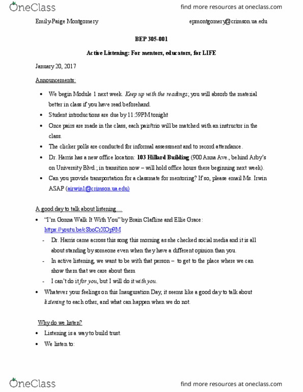 BEP 305 Lecture Notes - Lecture 3: Active Listening, Eye Contact, Body Language thumbnail
