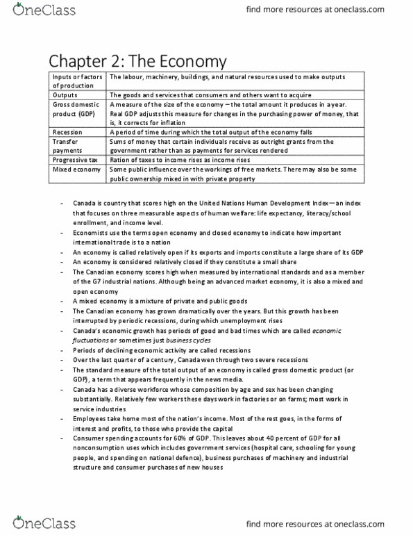 ECO 1302 Chapter Notes - Chapter 2: Gross Domestic Product, Mixed Economy, Progressive Tax thumbnail