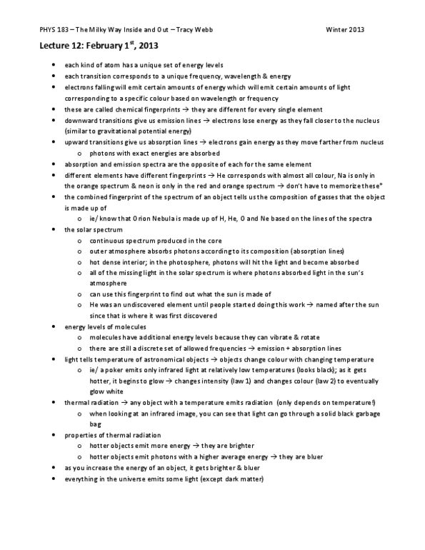 PHYS 183 Lecture Notes - Lecture 12: Stellar Atmosphere, Photosphere, Orion Nebula thumbnail