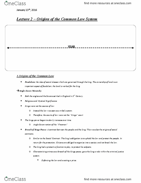 LAWS 3305 Lecture Notes - Lecture 2: Private Prosecution, Feudalism, Major Crimes thumbnail