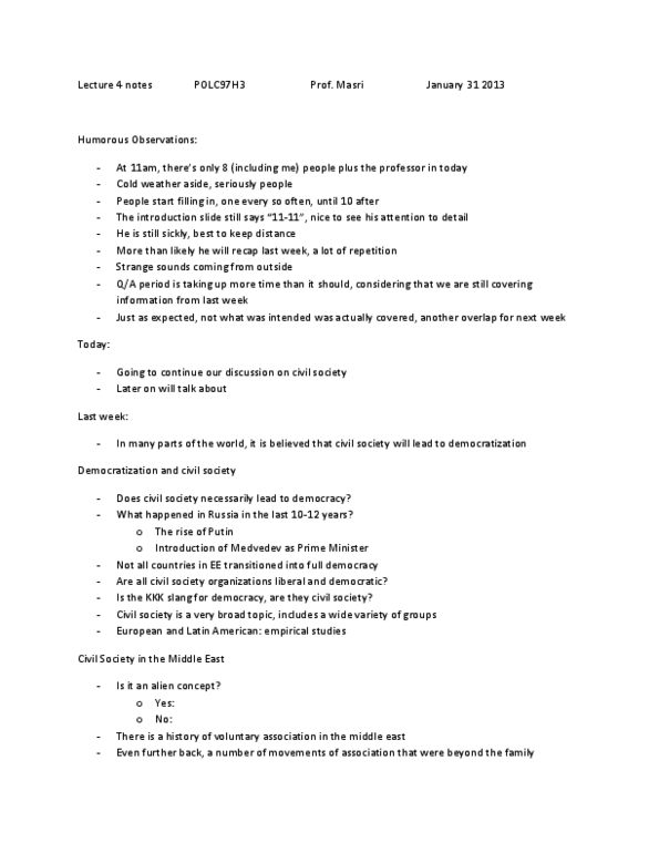 POLC97H3 Lecture Notes - Lecture 4: Voluntary Association, Natural Disaster, Civil Society thumbnail