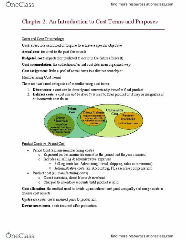 ADM 3346 Lecture Notes - Lecture 1: Indirect Costs, Income Statement, Variable Cost thumbnail