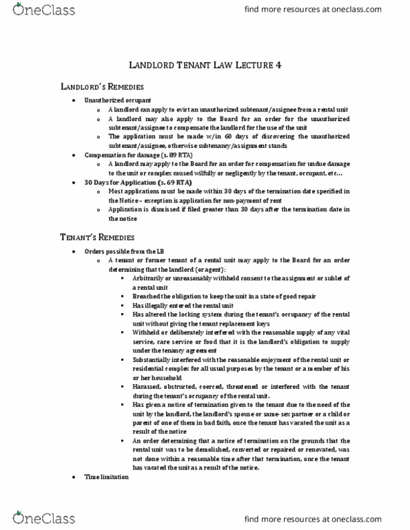 Law 2101 Lecture 4: Landlord Tenant Law Lecture 4 thumbnail