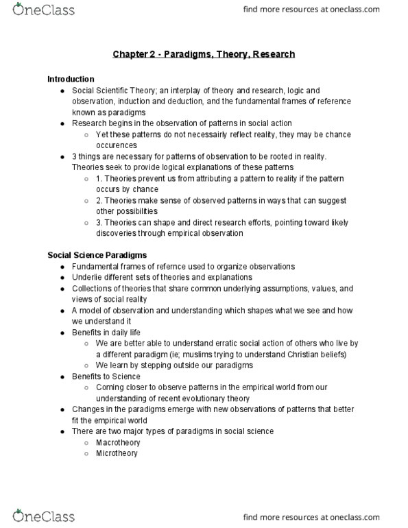 SLGY 2232 Chapter Notes - Chapter 2: Auguste Comte, Symbolic Interactionism, Ethnomethodology thumbnail