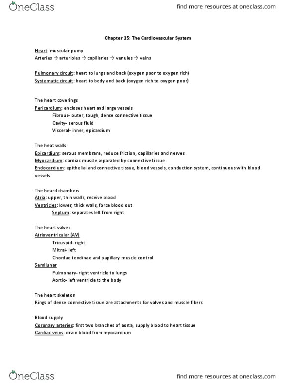 BIOL 141 Lecture Notes - Lecture 9: Chordae Tendineae, Interatrial Septum, Heart Valve thumbnail