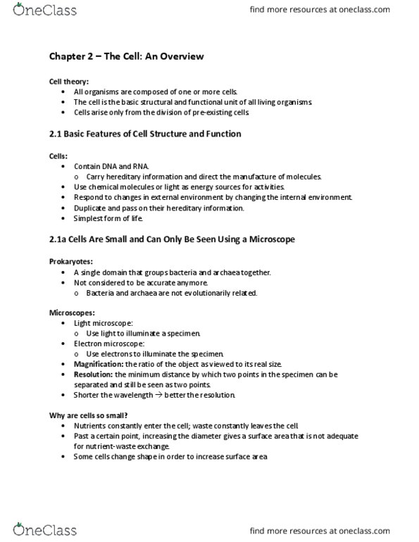 Biology 1002B Chapter Notes - Chapter 2: Nuclear Pore, Cell Membrane, Nuclear Membrane thumbnail