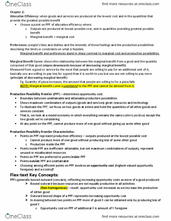 Economics 1021A/B Lecture Notes - Lecture 2: Ceteris Paribus, Marginal Utility, Capital Accumulation thumbnail