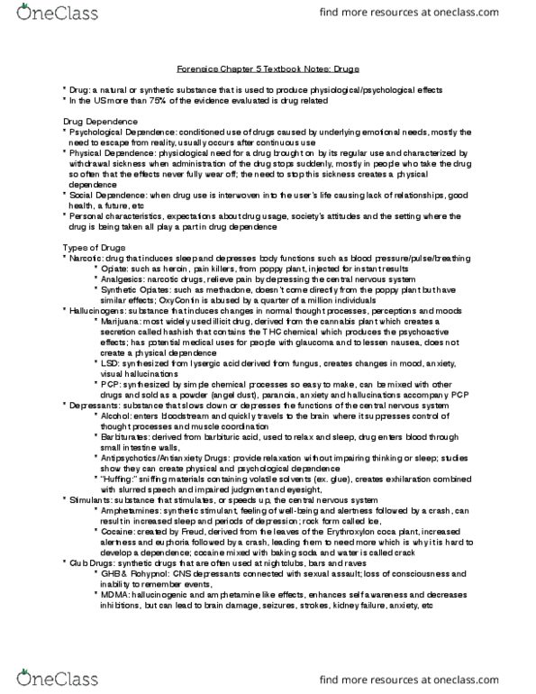 CHY 183 Chapter Notes - Chapter 5: Methadone, Morphine, Flunitrazepam thumbnail