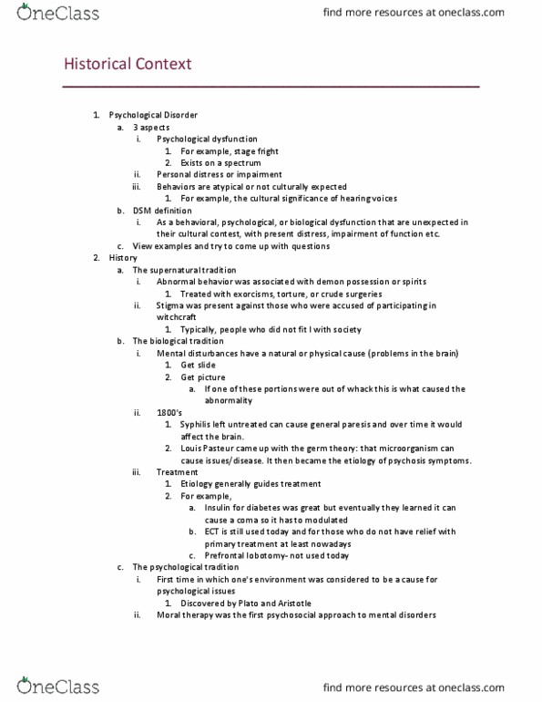 PSY 3330 Lecture Notes - Lecture 1: Germ Theory Of Disease, Microorganism, Animal Magnetism thumbnail