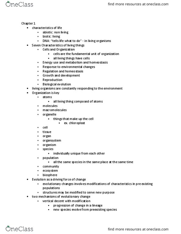 BIO-1801 Lecture Notes - Lecture 1: Horizontal Gene Transfer, Protist, Eukaryote thumbnail