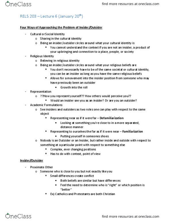 RELS 203 Lecture Notes - Lecture 6: Defamiliarization thumbnail