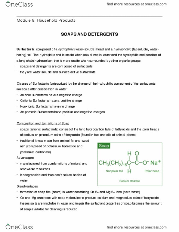CHEM 208 Lecture Notes - Lecture 6: Soap Scum, Potassium Carbonate, Chemical Polarity thumbnail