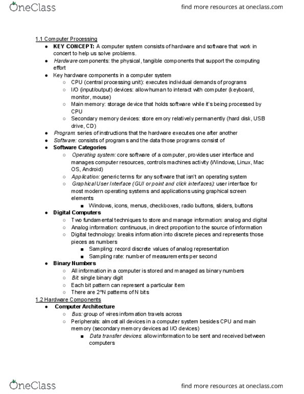 CS 151 Lecture Notes - Lecture 1: Petabyte, Touchscreen, System Time thumbnail