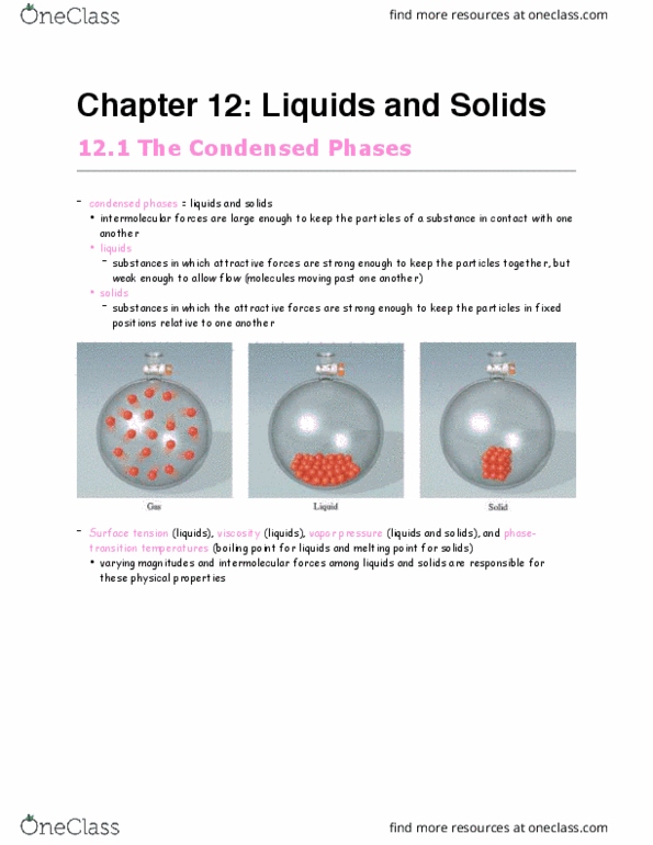 CHEM 1112 Chapter Notes - Chapter 12: Vapor Pressure, Intermolecular Force, Lattice Energy thumbnail
