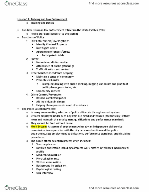 CRJU110 Lecture Notes - Lecture 12: Merit System, Psychological Testing thumbnail