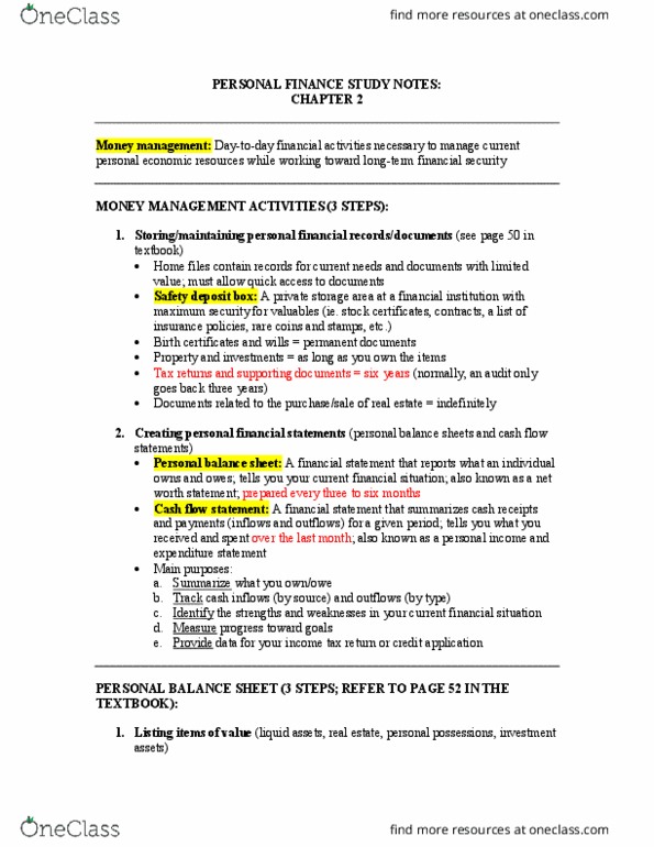 COMMERCE 4FP3 Chapter Notes - Chapter 2: Consumer Spending, Debt Ratio, Cash Flow Statement thumbnail