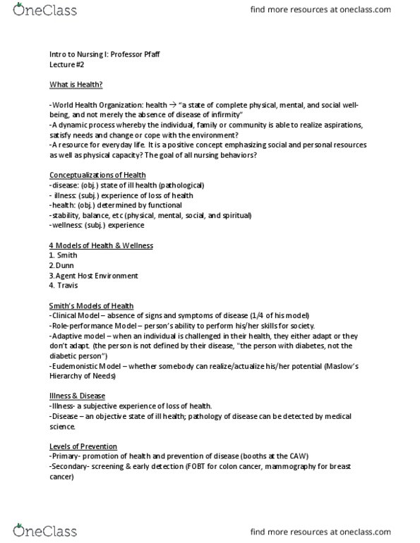 NURS 1710 Lecture Notes - Lecture 2: Blood Sugar, Social Network, M.I thumbnail