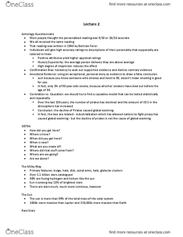 GE CLST 70A Lecture Notes - Lecture 2: Observable Universe, Hubble Space Telescope, Stellar Nucleosynthesis thumbnail