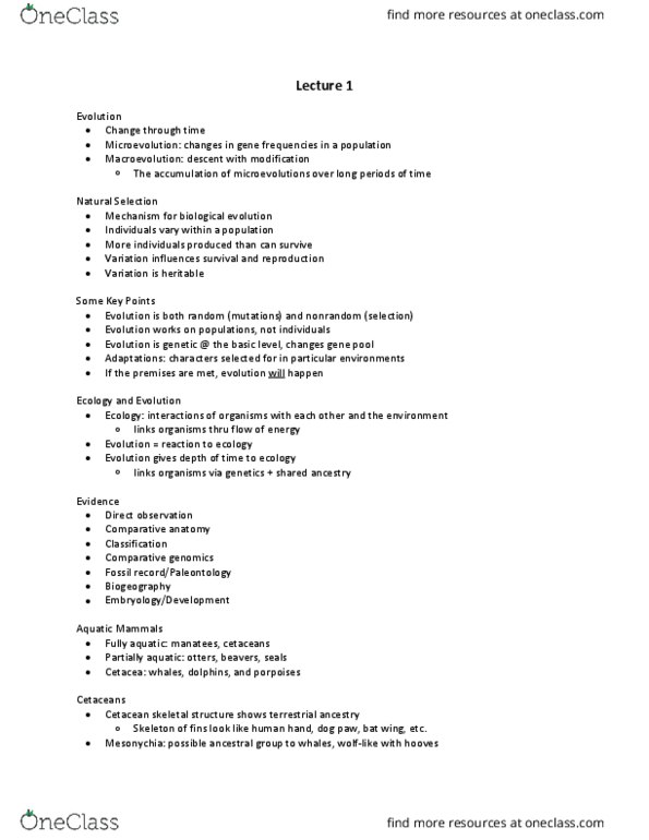 GE CLST 70B Lecture Notes - Lecture 1: Even-Toed Ungulate, Mesonychid, Ambulocetus thumbnail