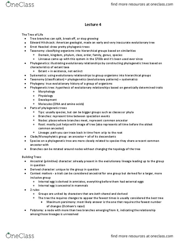 GE CLST 70B Lecture Notes - Lecture 4: Egg Incubation, Tetrapod, Echidna thumbnail